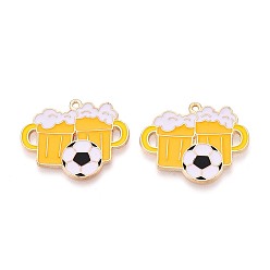 Золотистый Подвески из эмали и сплава, Подвески в виде футбольного мяча и пивной кружки, золотые, золотые, 22.5x28x1 мм, отверстие : 1.2 мм