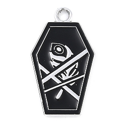 Другие Подвески из сплава , с черной эмалью, платина, гроб, 24.5x14x1.5 мм, отверстие : 2 мм