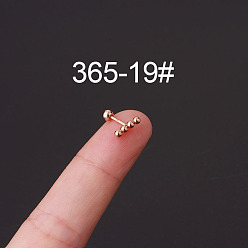 Луна 316l серьги из хирургической нержавеющей стали для хряща, розовое золото , круглые, 6 мм, штифты : 0.8 мм