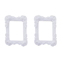 Белый Смола открытая задняя панель, форма фоторамки, белые, 47~48x34~35x7 мм