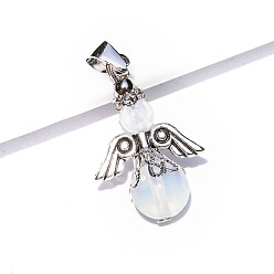 Опал Opalite подвески, антикварные подвески-ангелы из сплава серебра, 30x20 мм