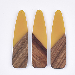 Золотистый Большие подвески из смолы и ореха, пуля, золотые, 66~66.5x17x3~3.5 мм, отверстие : 1.6 мм