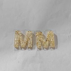 Letter M Подвески из прозрачной эпоксидной смолы, подвески-буквы с петлями, Буква М, 42x42.5x8 мм, отверстие : 2 мм