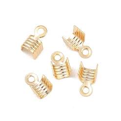 Настоящее золото 24K Латунные складные обжимы, загибаем концы шнура, без кадмия и без свинца, реальный 24 k позолоченный, 7x4.5x3.5 мм, отверстие : 1.4 мм, внутренний диаметр: 3.5 мм