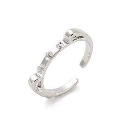 Платина Латунный колышек для установки открытого манжетного кольца, для полуполых бусин , платина, 2.5 мм, регулируемый