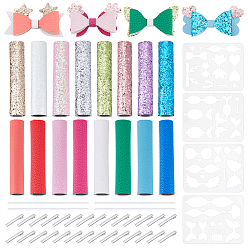 Платина Наборы для самостоятельного изготовления заколок для волос из железной кожи аллигатора, включают в себя ткань из ПВХ и шаблоны для домашних животных Owknot, платина, 57x8.5 мм