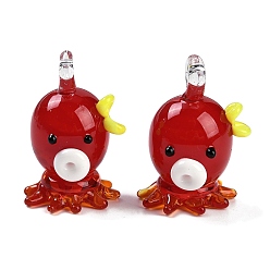 Осьминог Подвески лэмпворк ручной работы, морские животные амулеты, осьминог, 25~27x16~18x16~17 мм, отверстие : 2.5~3 мм