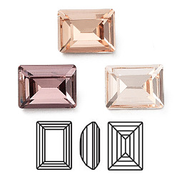 Mixed Color K9 Glass Rhinestone Cabochons, Point Back & Back Plated, Faceted, Rectangle, Mixed Color, 6x4x2.5mm