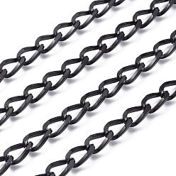 Electrophoresis Black 304 из нержавеющей стали скрученные цепи, бордюрные цепи, несварные, с катушкой, ионное покрытие (ip), электрофорез черный, 10.8x5.7x2.5 мм, около 32.8 футов (10 м) / рулон