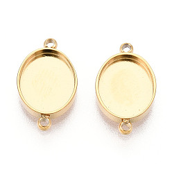 Настоящее золото 18K 304 оправы для кабошонов из нержавеющей стали, овальные, ионное покрытие (ip), реальный 18 k позолоченный, лоток : 9x7 мм, 14x8x2 мм, отверстие : 1~1.2 мм