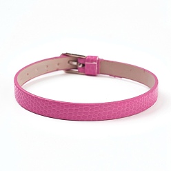 Ярко-Розовый Ремешок для часов из искусственной кожи, ремешок для часов, подходят слайд-подвески, с железными застежками, платина, ярко-розовый, 8-3/4 дюйм (22.3 см), 7.5x1.5 мм