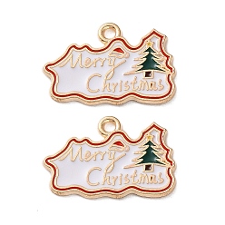 Рождественская елка Подвески из эмали и сплава, Новогодняя тема, золотой свет, рождественская елка, 15x22x1.2 мм, отверстие : 1.8 мм