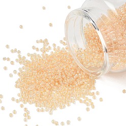 (RR282) Bisque Lined Crystal AB Миюки круглые бусины рокайль, японский бисер, (rr 282) кристалл с бисквитным покрытием ab, 11/0, 2x1.3 мм, отверстие : 0.8 мм, Около 5500 шт / 50 г