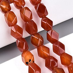 Red Agate Натуральный красный агат бисер нитей, граненый ромб, окрашенная и подогревом, 13~14x8.5~12x8.5~12 мм, отверстие : 0.9~1 мм, около 28 шт / нитка, 15.16~15.35 дюйм (38.5~39 см)