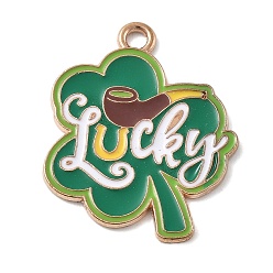 Слово Подвески из сплава , с эмалью, ирландский фестиваль, тема шляпы клевера, слово, 26.5x21.5x1.5 мм, отверстие : 2 мм