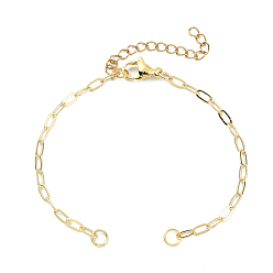 Золотой 2.5мм латунная цепочка из скрепок для изготовления браслетов, с 304 нержавеющей стали застежки, золотые, 6.30 дюйм (16 см)