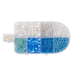 Light Blue DIY Beads Jewelry Making Finding Kit, Including Glass Seed Beads, Transparent Heart & Letter Pattern Acrylic Beads, ABS Plastic Pearl Beads, Light Blue, Beads: 1210~1225pcs/set