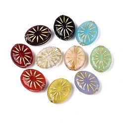 (52) Непрозрачная лаванда Непрозрачные стеклянные бусы, овальные, золотой металл обвитыми, разноцветные, 13.5x11x4.5 мм, отверстие : 1~1.2 мм