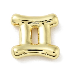 Близнецы Латунные бусины, без кадмия, без никеля и без свинца, двенадцать созвездий, реальный 18 k позолоченный, Близнецы, 19x18.5x5.5 мм, отверстие : 3.5x2 мм