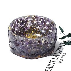 Аметист Чаша для размагничивания смолы, с натуральным аметистом внутри лотка для ювелирных изделий, 100x45 мм