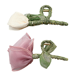 (52) Непрозрачная лаванда 2 шт. 2 стили заколки-краб из цинкового сплава и полиэстера, цветок, разноцветные, 142~152x75~100x41~91.5 мм