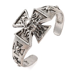 Античный Серебристый & Золотой Крест с черепом браслеты-манжеты, Браслеты из сплава в тибетском стиле для мужчин и женщин, старинное серебро & золотой, внутренний диаметр: 2-1/2 дюйм (6.35 см)