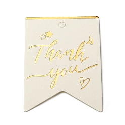 Old Lace 100Pcs Hot Stamping Thank You Paper Gift Tags, for Wedding, Baby Shower, Party Favors, Old Lace, 6.4x4.45x0.05cm, Hole: 4mm
