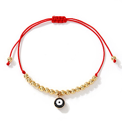 Черный Браслеты с подвесками из латуни и эмалью, символизирующими сглаз., Браслеты из круглых бусин, плетеные из бусин, для женщин, золотые, чёрные, 11.02 дюйм (28 см)