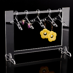 Прозрачный Акриловый дисплей серьги стойки, органайзер для сережек в форме вешалки с 5 вешалками, прозрачные, готовое изделие: 6x17x12 см, крюк: 41x71x3 мм, о 8 шт / комплект, 1 комплект