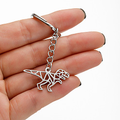Нержавеющая Сталь Цвет Не тускнеет 201 брелок-подвеска в виде динозавра из нержавеющей стали, подвеска на рюкзак для автомобиля в подарок, цвет нержавеющей стали, 1.6x3 см