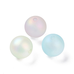 Mixed Color Rubberized Style Transparent Acrylic Beads, Iridescent, Round, Mixed Color, 16x15.5mm, Hole: 2.8mm