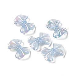 Светло-Синий УФ-покрытие радужными переливающимися акриловыми бусинами, бантом, голубой, 31x23x9.5 мм, отверстие : 3.5 мм