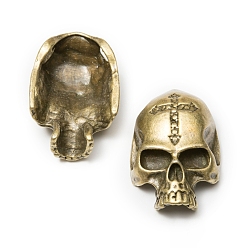 Antique Bronze Tibetan Style Alloy Pendants, Skull, Antique Bronze, 35x24x13mm