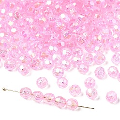 Pink Экологичные прозрачные акриловые бусины, граненые, круглые, AB цвет, розовые, 6 мм, Отверстие : 1 мм , около 5000 шт / 500 г
