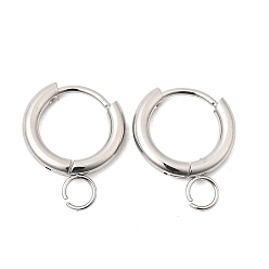 Нержавеющая Сталь Цвет 304 серьги с обручем из нержавеющей стали, с горизонтальной петлей, цвет нержавеющей стали, 16x12x2 мм, отверстие : 2.7 мм, штифты : 0.8 мм