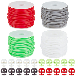 (52) Непрозрачная лаванда 32шт 4 цвета пластиковые пружинные шнуры замки, 2 пружинная застежка с кулиской, с резиновым шнуром разных цветов (32м 4 цветов), разноцветные, 20.5~21x18 мм, отверстие : 5.5~6 мм