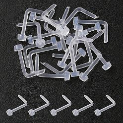 Белый Акриловое L-образное кольцо в носу, украшения для пирсинга тела для нее, белые, 8x6x2 мм, штифты : 0.7 мм