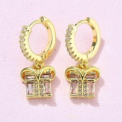 Лавандовый румянец Подарочные латунные серьги-кольца с микропаве из кубического циркония, стойки покрытие, прочное покрытие, без кадмия и без свинца, реальный 18 k позолоченный, лавандовый румянец, 23x10 мм