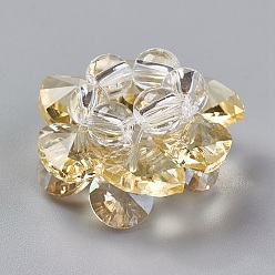Champagne Yellow Glass Woven Beads, Cluster Beads, Lotus, Champagne Yellow, 25~28x14mm, Hole: 5mm