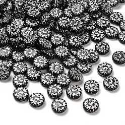 Черный Непрозрачные акриловые бусины, серебристого металла, обвитыми, плоско-круглые, чёрные, 14x5.5 мм, отверстие : 1.4 мм, о 632 шт / 500 г.