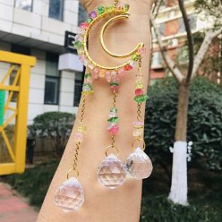 Другие Кварцы Металлические подвески со стеклянными украшениями, с кварцевым чипом, луна и слеза, 210~230 мм