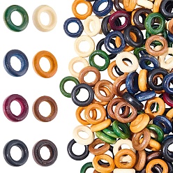 (52) Непрозрачная лаванда 320шт 8 цвета деревянные соединительные кольца, деревянные кольца макраме, разноцветные, 12.5x4 мм, внутренний диаметр: 6 мм, 40 шт / цвет
