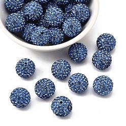 Свет Сапфира Pave disco бусины, Бусины со стразами, полимерная глина , класс А, света сапфир, С. 15 (2.1~2.2 мм), 14 мм, отверстие : 2 мм
