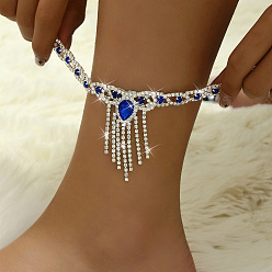 Капри Синий Браслеты на ногу из сплава со стразами и кисточками в виде банта для женщин, Капри синий, 9-7/8 дюйм (250 мм)
