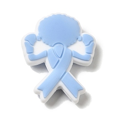 Светло-Голубой Лента-боксер с силиконовыми фокусными бусами, Небесно-голубой, 30.5x25x8 мм, отверстие : 2 мм