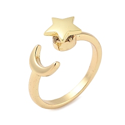 Золотой Латунные вращающиеся манжеты для женщин, звездная луна, Кольцо-спиннер для успокоения беспокойства, медитации, золотые, внутренний диаметр: 17 мм