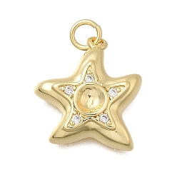Морская звезда Латунные микро проложить кубического циркония подвески, без кадмия и без свинца, реальный 18 k позолоченный, стойки покрытие, долговечный, с целью перехода в кольце, морская звезда, 18.5x16.5x4.5 мм, отверстие : 3.2 мм