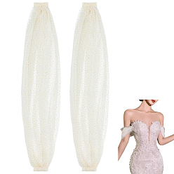 Бежевый Нарукавник из полиэстера для невесты на свадьбу, с железной булавкой-брошью, бежевые, 480x110x6~12.5 мм