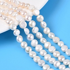 Creamy White Natural Cultured Freshwater Pearl Beads Strands, Grooved, Two Sides Polished, Creamy White, 6~8x2.5~5mm, Hole: 0.6mm, about 56~58pcs/strand, 14.76~14.96 inch(37.5~38cm)