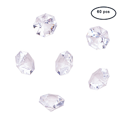 Clear Acrylic Diamond Gems Pointed Back Cabochons, Faceted, Clear, 30.1x20mm